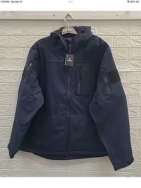 Baerskin Soft Shell FEM Tactical Hoodie Navy SZ 3XL in the bag. 31” PTP, SL 27”